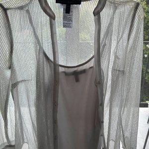 Silver Blouse White House Black Market Sequin top with camisole